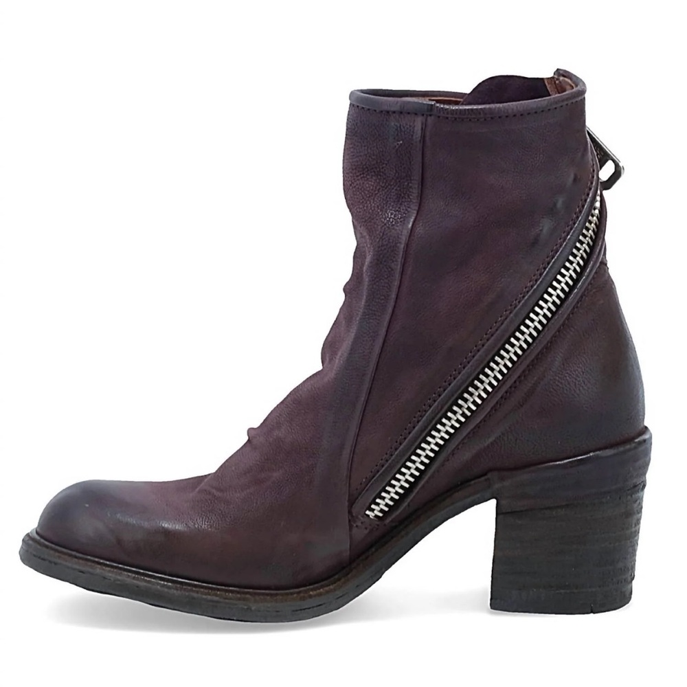 EUC A.S.98 Jase Women's Ankle Boot in Deep Plum with Side Zip, 38/8 (No Box)
